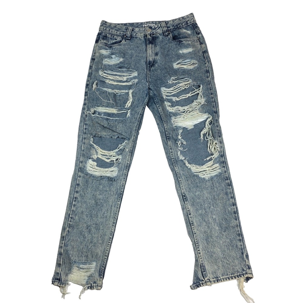 Refuge Size 11‎ Womens Classic Mom Jeans High Rise Distressed Stone Wash